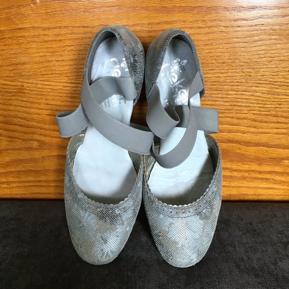 Rieker Antistress Silvery Cross Strap Ballet Heels - Picture 1 of 14